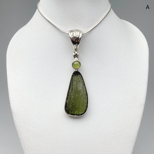 Moldavite and Peridot Pendant - Rocks and Gems Canada