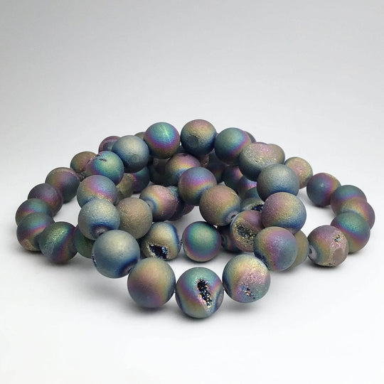 Druzy Matte Rainbow Beaded Bracelet - Rocks and Gems Canada