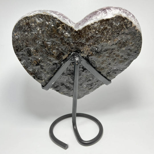 Large Amethyst Druze Cluster Heart On Stand - Rocks and Gems Canada