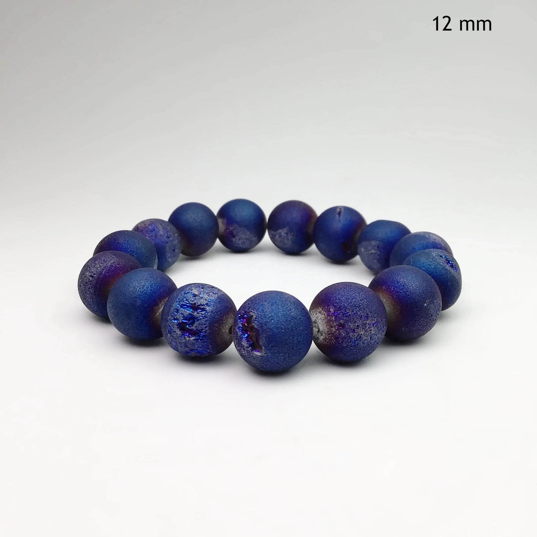 Druzy Matte Blue Beaded Bracelet - Rocks and Gems Canada
