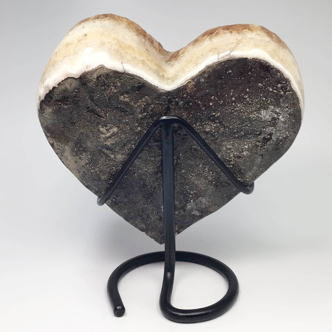 Citrine Druze Cluster Heart On Stand - Rocks and Gems Canada