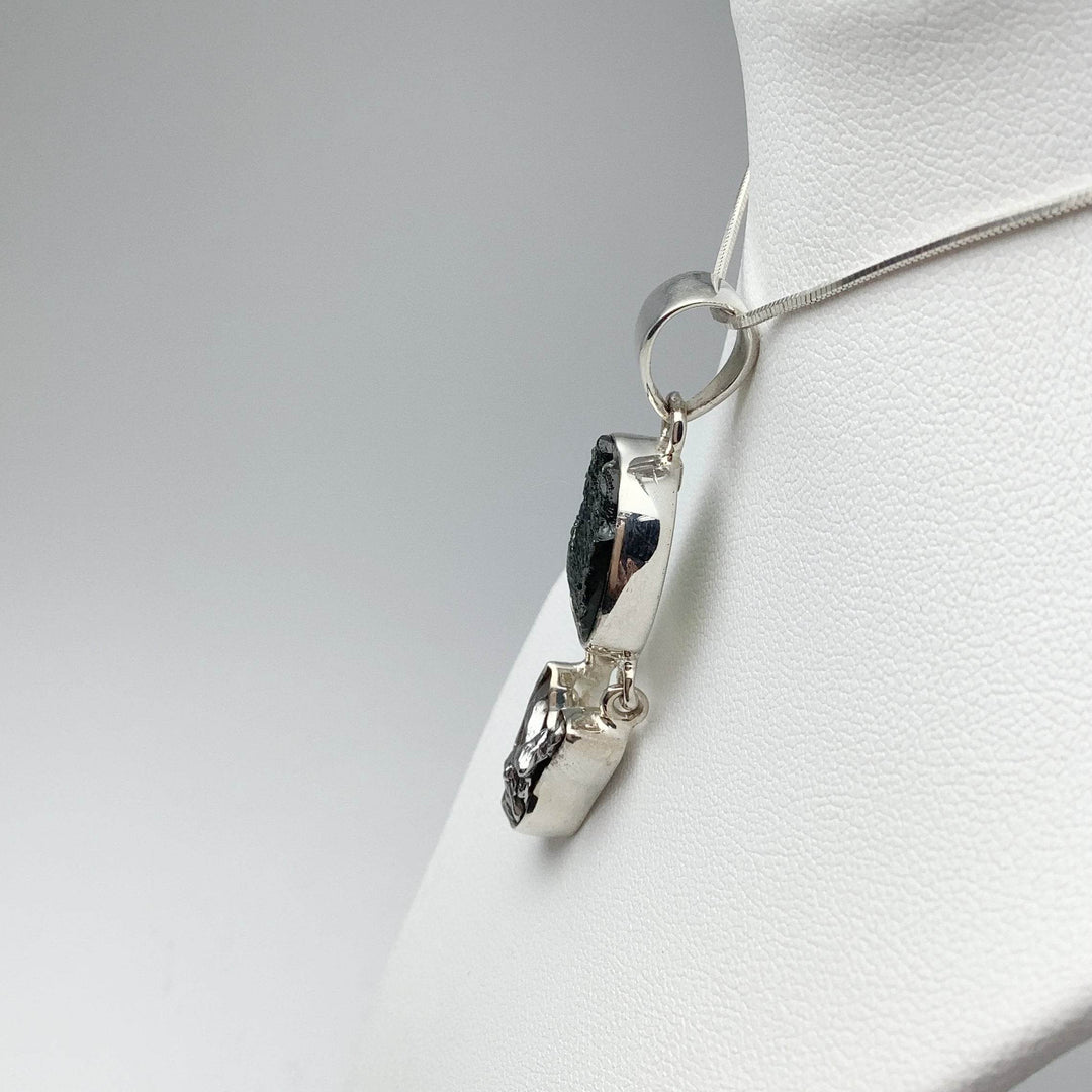 Moldavite with Campo Del Cielo Meteorite Pendant - Rocks and Gems Canada