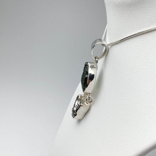 Moldavite with Campo Del Cielo Meteorite Pendant - Rocks and Gems Canada