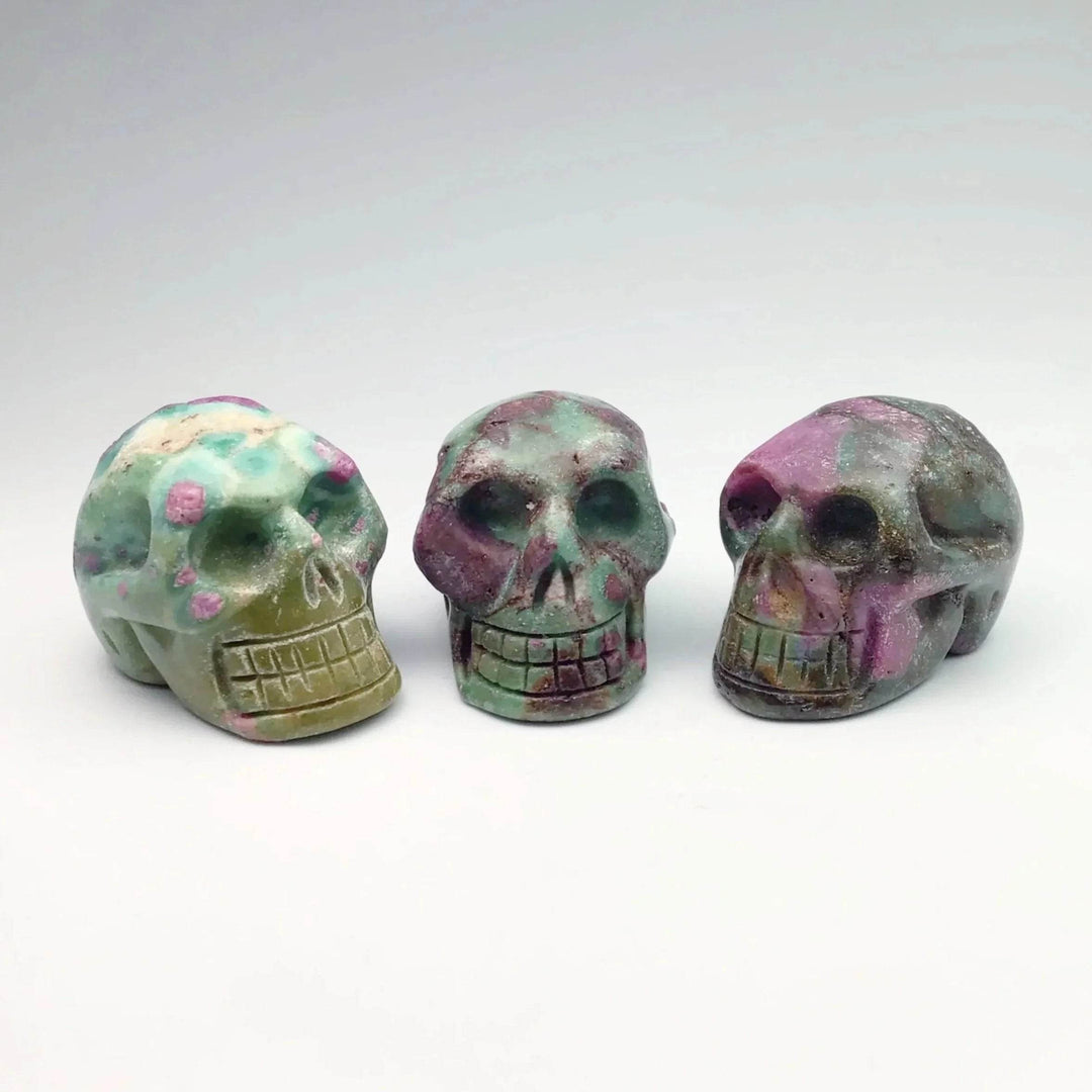 Carved Ruby Fuchsite Skull - Rocks and Gems Canada