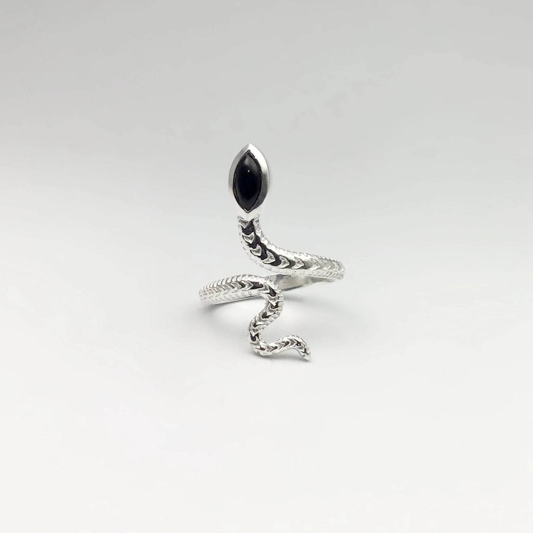 Black Onyx Snake Ring - Rocks and Gems Canada