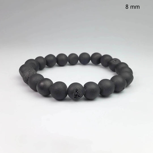 Druzy Matte Black Beaded Bracelet - Rocks and Gems Canada