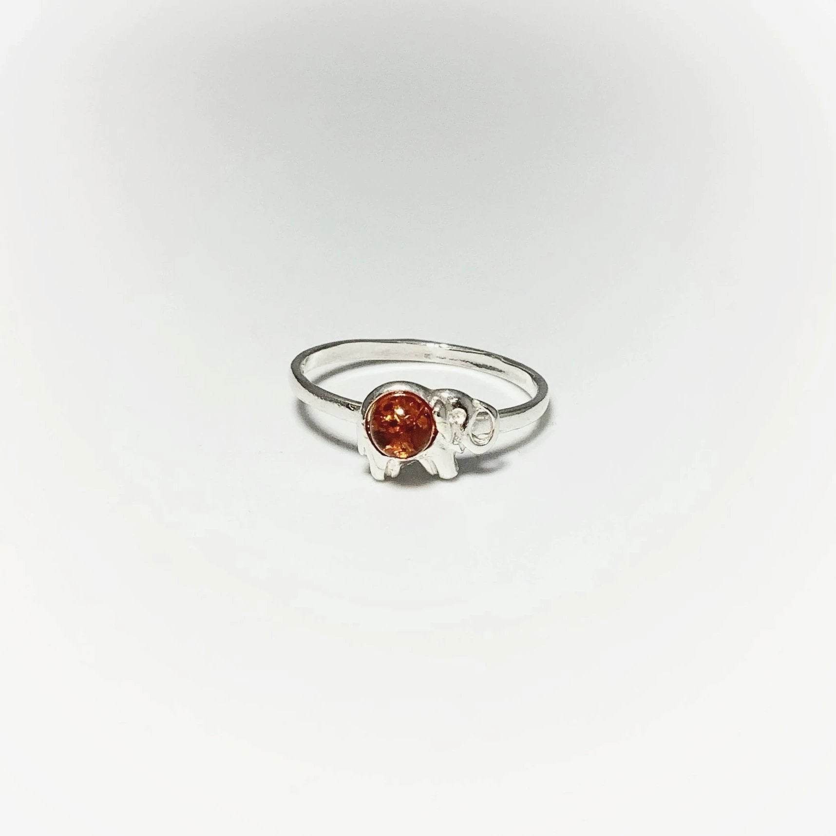 Cognac Amber Elephant Ring - Small Sizes - Rocks and Gems Canada