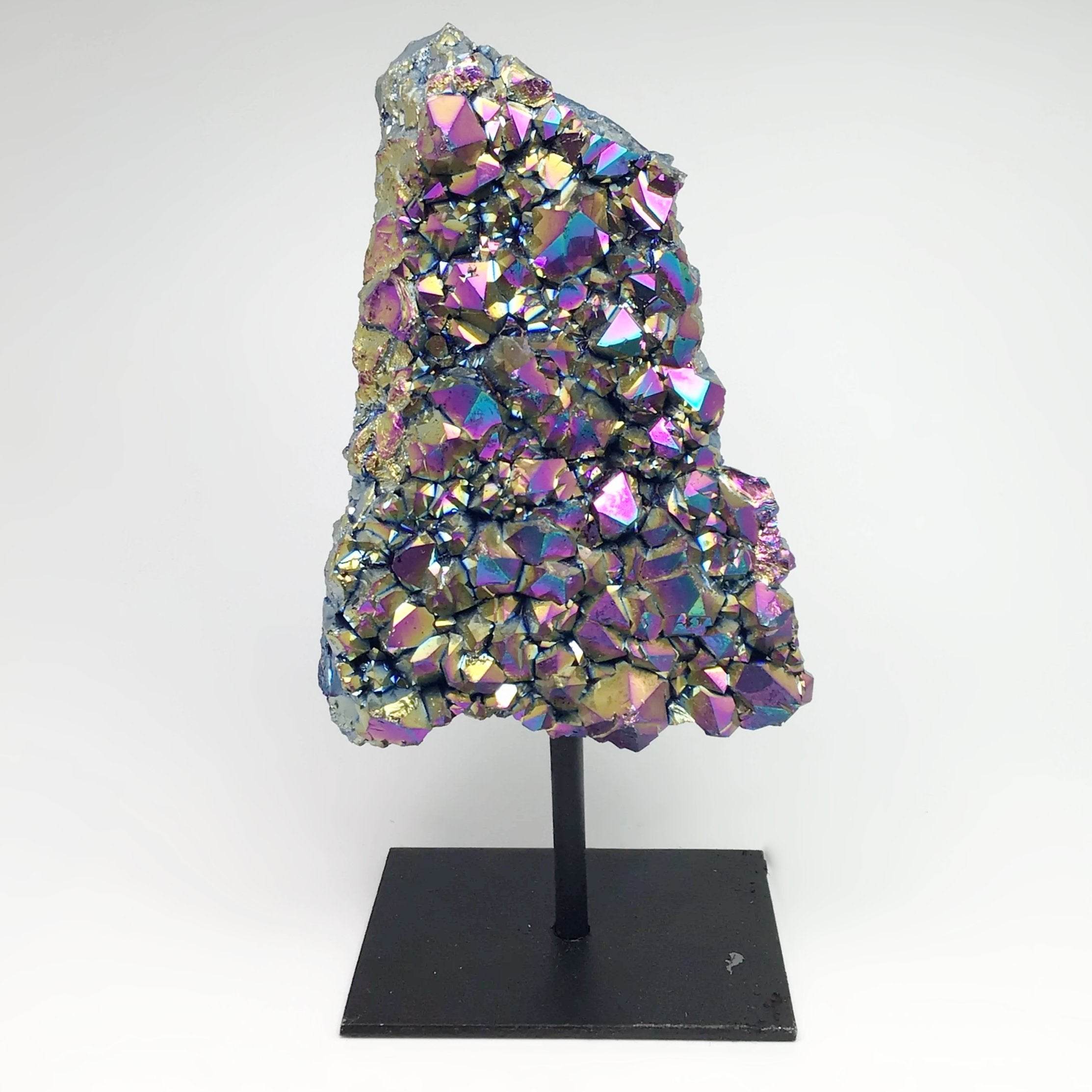 Rainbow Amethyst Druze Cluster On Stand - Rocks and Gems Canada