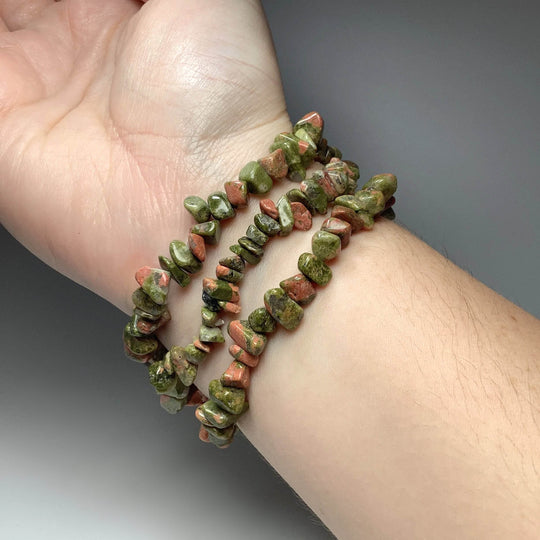 Unakite Chip Beaded Bracelet - Rocks and Gems Canada