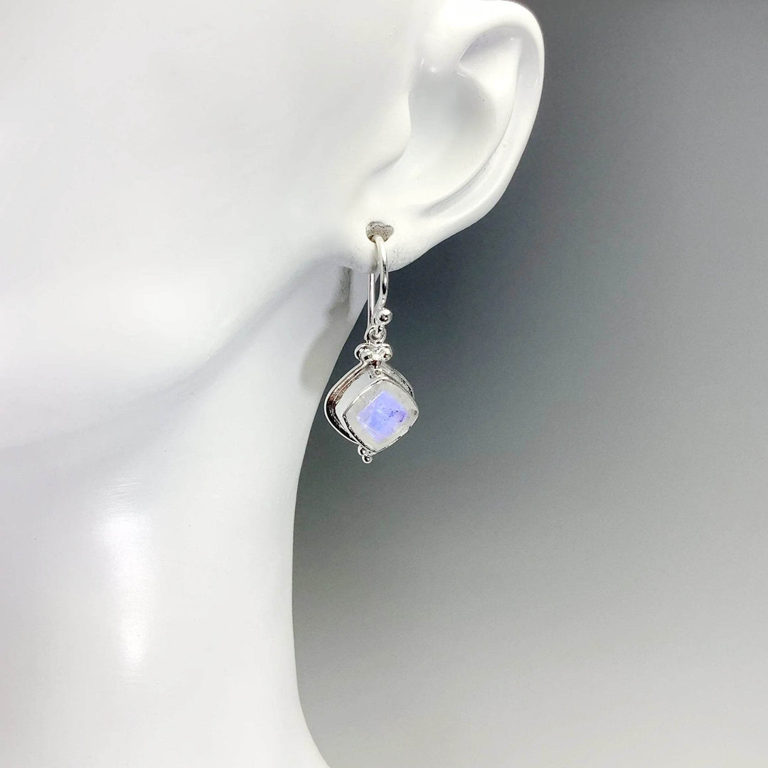 Rainbow Moonstone Dangle Earrings - Rocks and Gems Canada