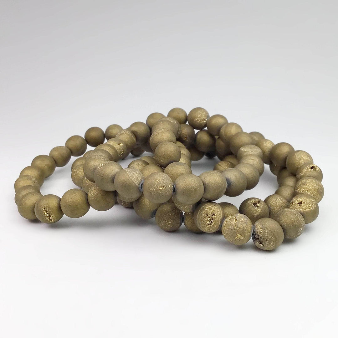 Druzy Matte Gold Beaded Bracelet - Rocks and Gems Canada