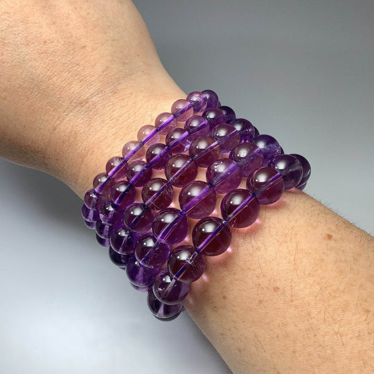 Amethyst Beaded Bracelet - High Quality - Rocks and Gems Canada