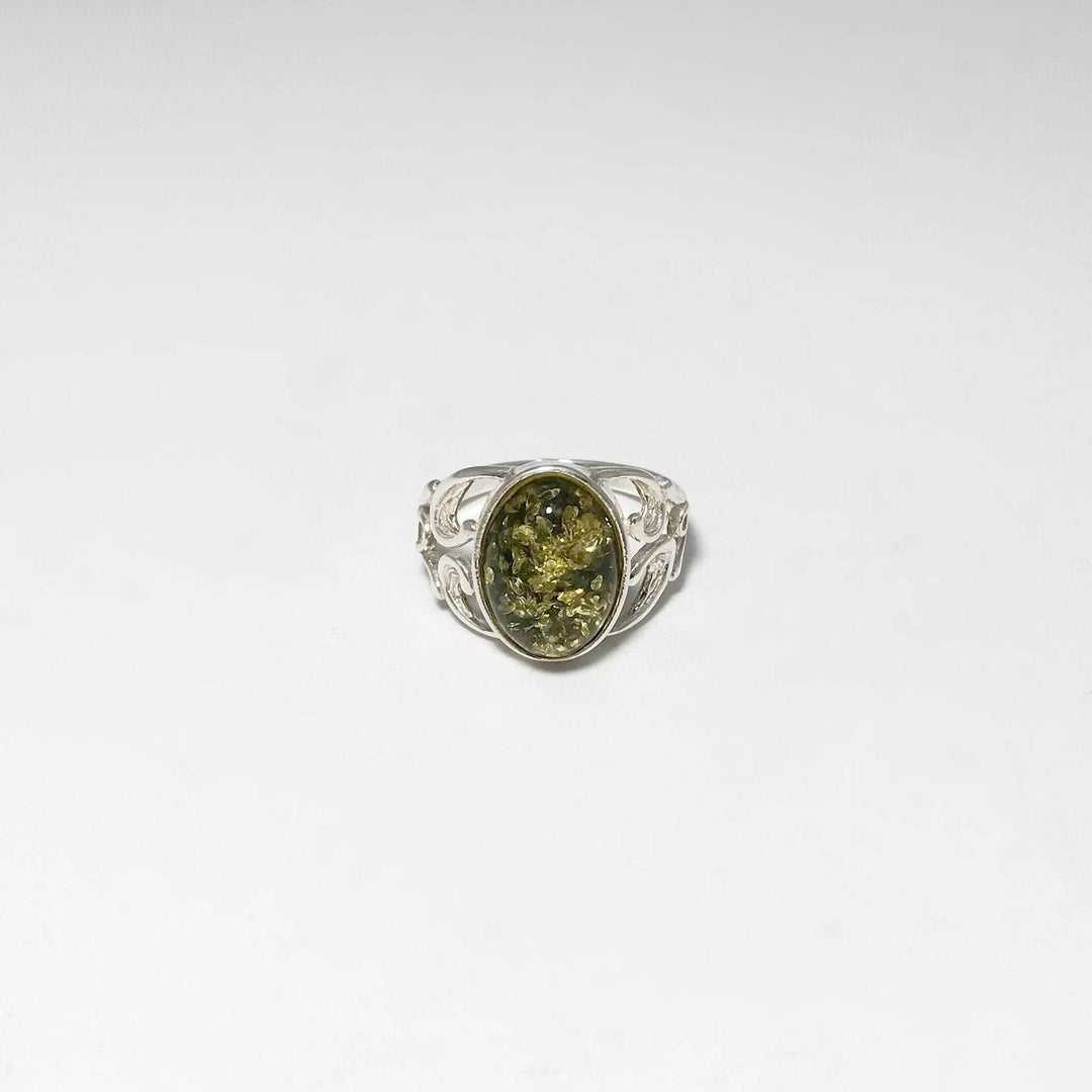 Green Amber Ring - Rocks and Gems Canada