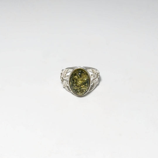 Green Amber Ring - Rocks and Gems Canada