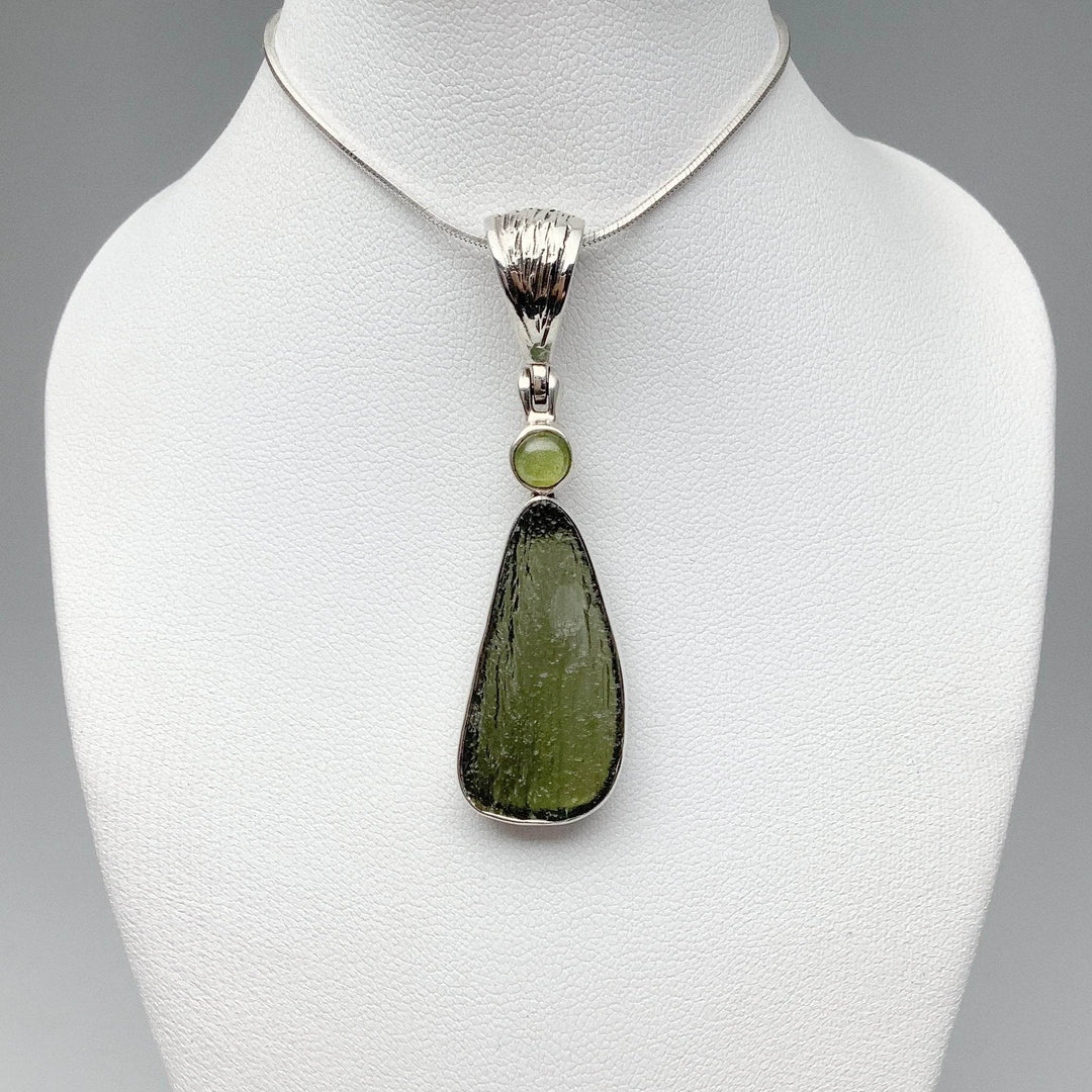 Moldavite and Peridot Pendant - Rocks and Gems Canada
