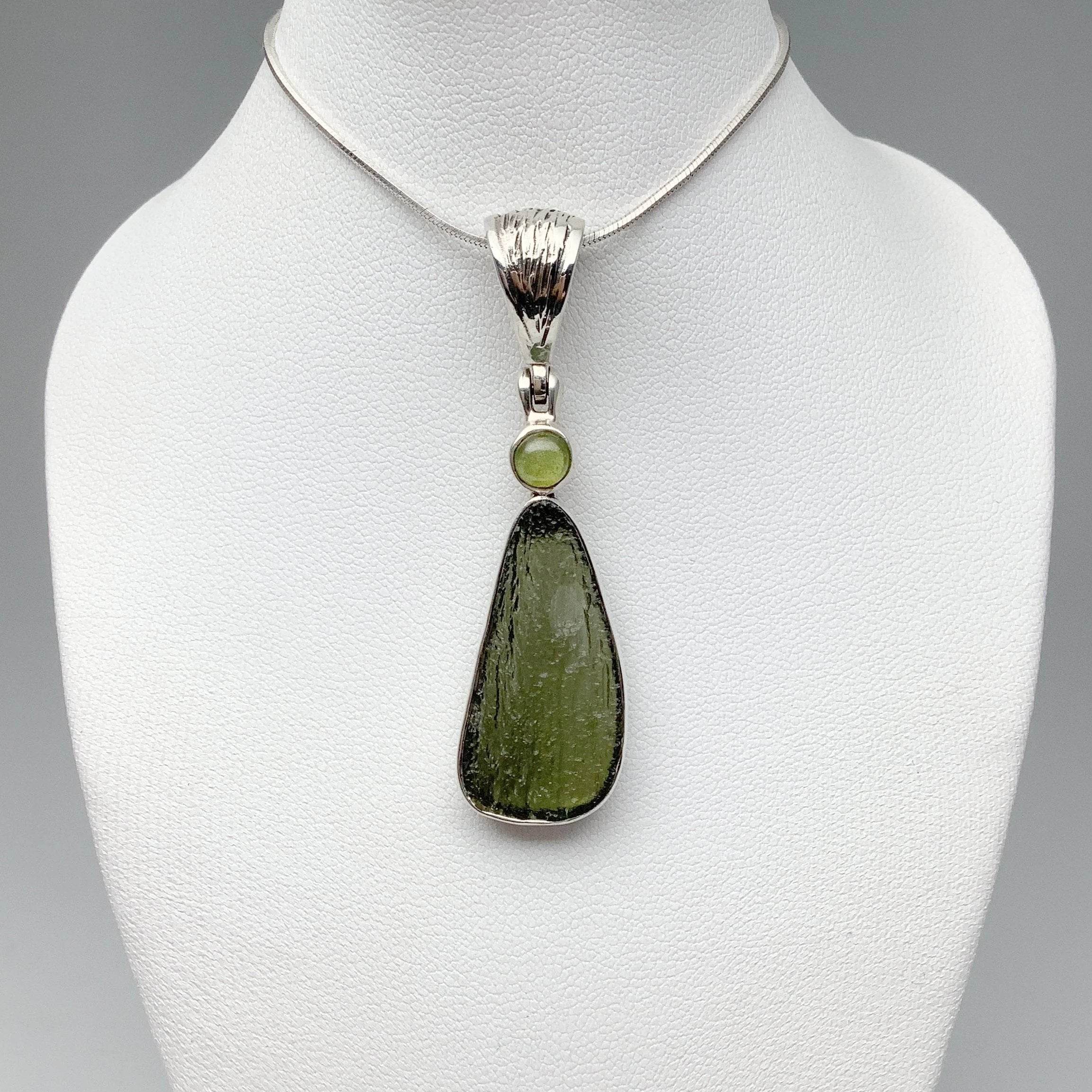 Moldavite and Peridot Pendant - Rocks and Gems Canada