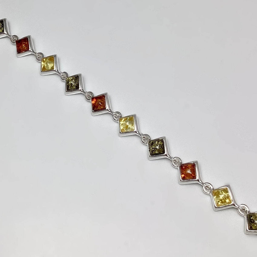 Mixed Amber Sterling Silver Bracelet - Rocks and Gems Canada
