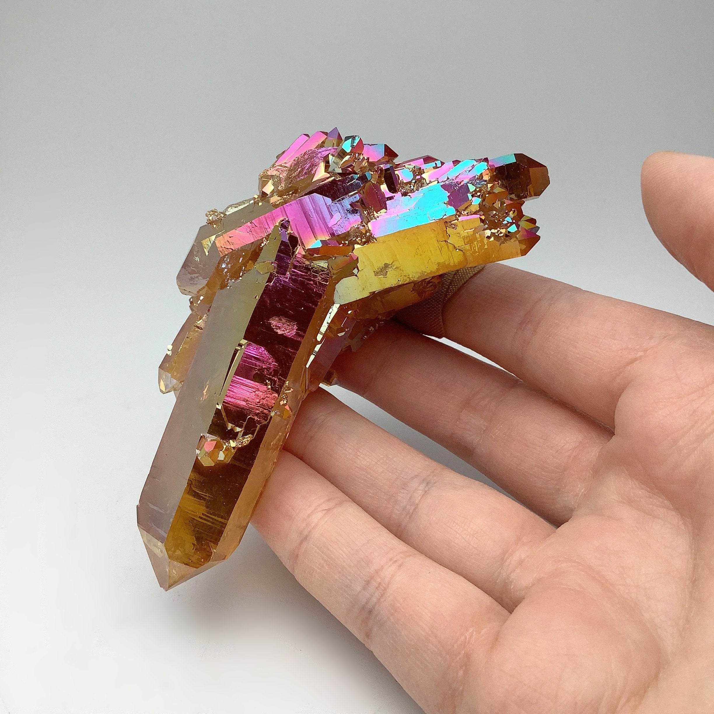 Sunset Aura Quartz Cluster - Rocks and Gems Canada