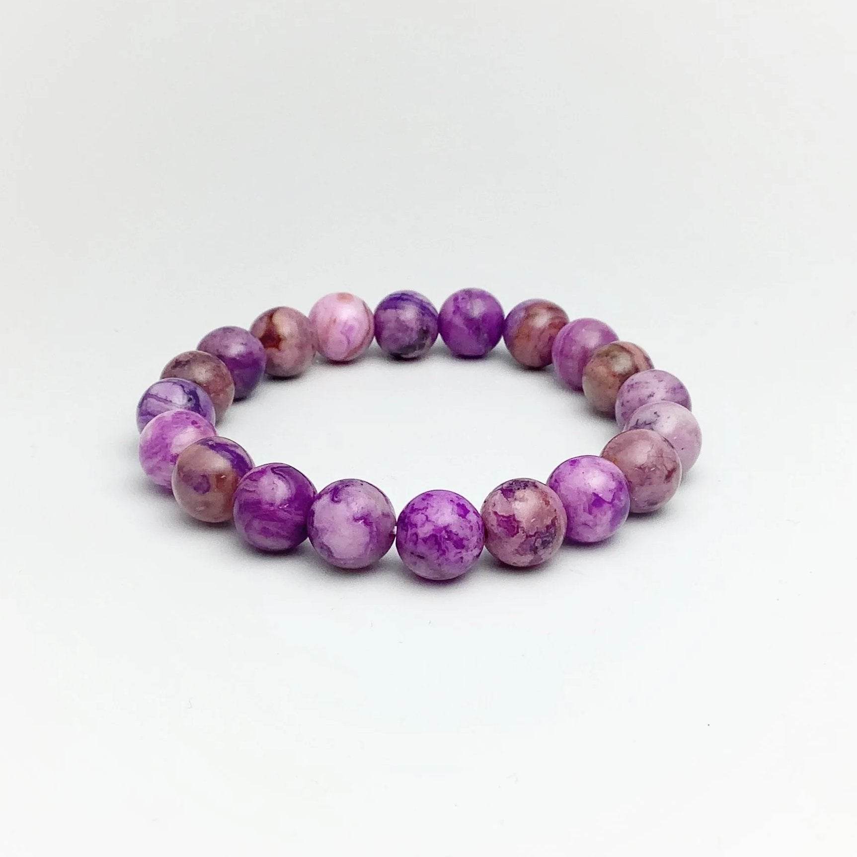 Purple Crazy Lace Agate Beaded Bracelet - Rocks and Gems Canada