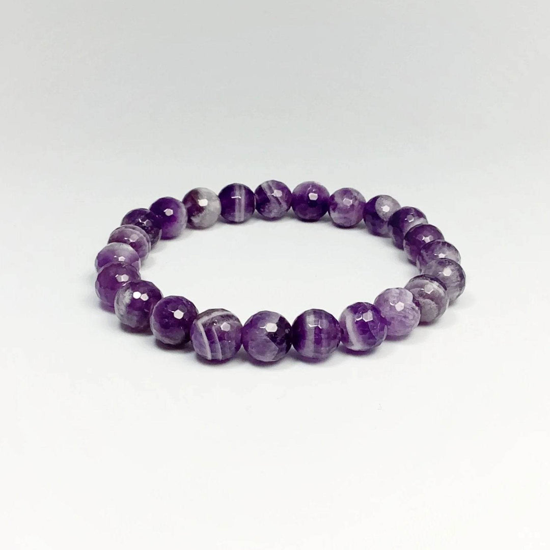 Chevron Amethyst Faceted Beaded Bracelet - Rocks and Gems Canada