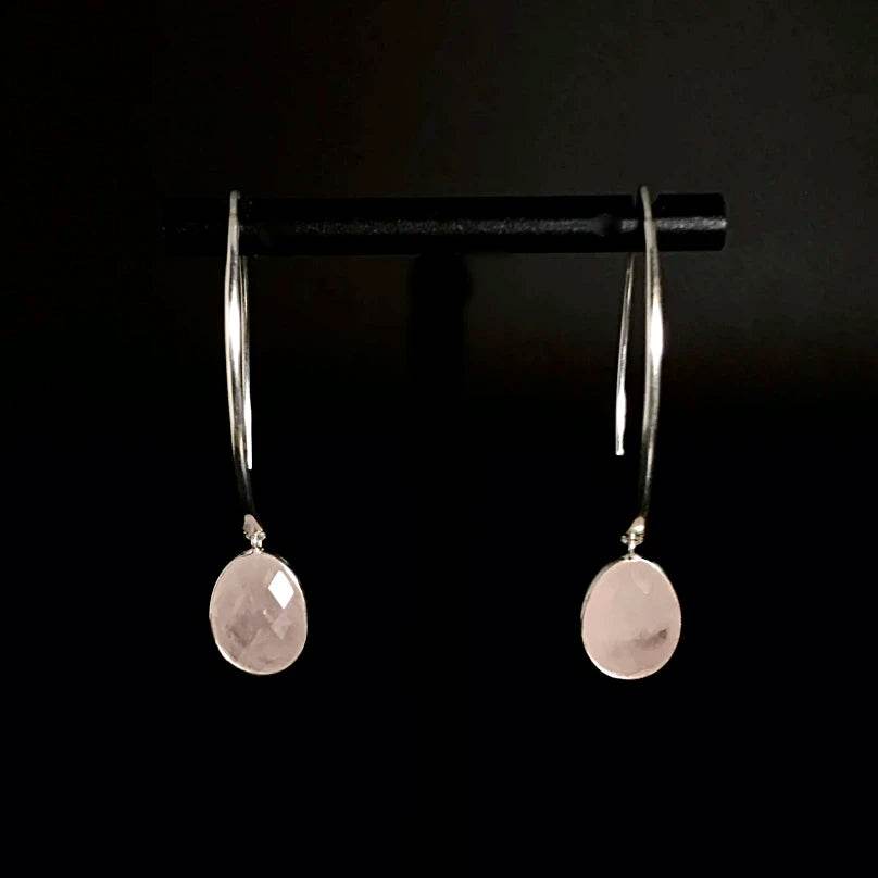 Rose Quartz Faceted Dangle Earrings - Rocks and Gems Canada