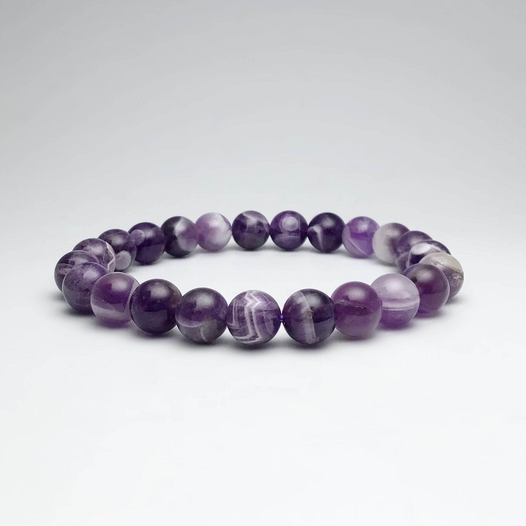 Chevron Amethyst Beaded Bracelet - Rocks and Gems Canada