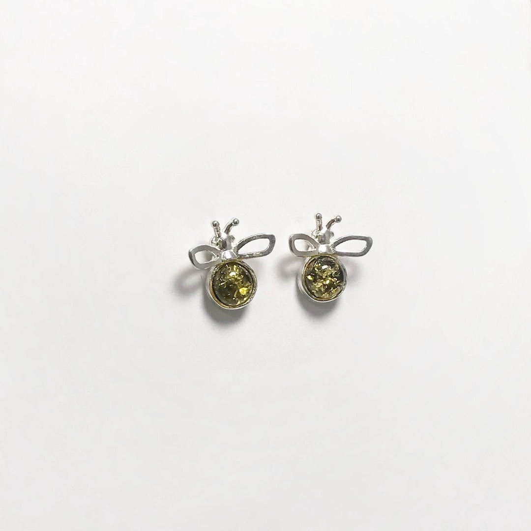 Green Amber Stud Earrings - Rocks and Gems Canada