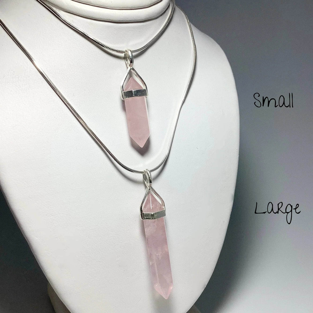Rose Quartz Double Terminated Point Pendant - Rocks and Gems Canada