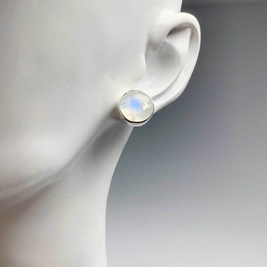 Rainbow Moonstone Stud Earrings - Rocks and Gems Canada