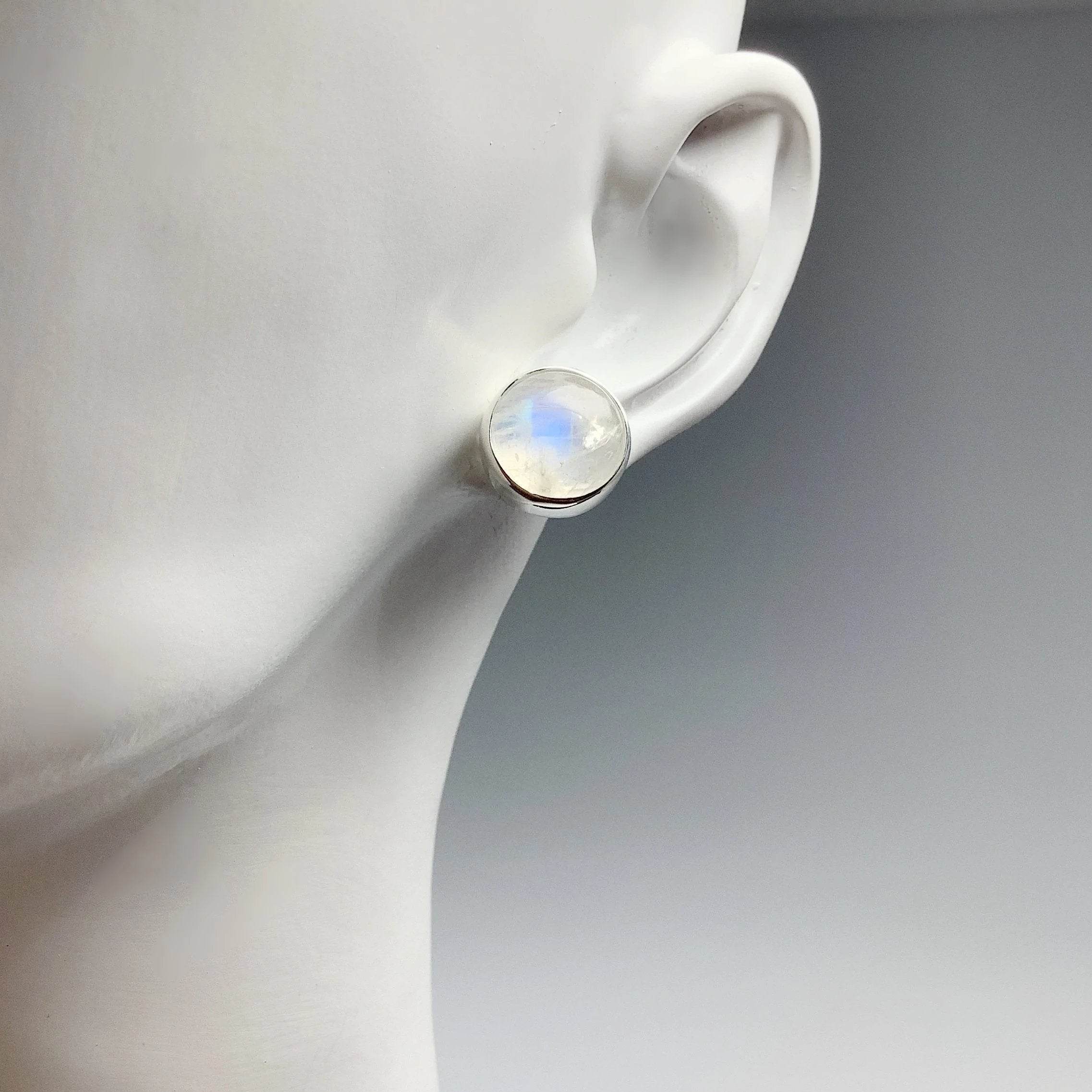 Rainbow Moonstone Stud Earrings - Rocks and Gems Canada