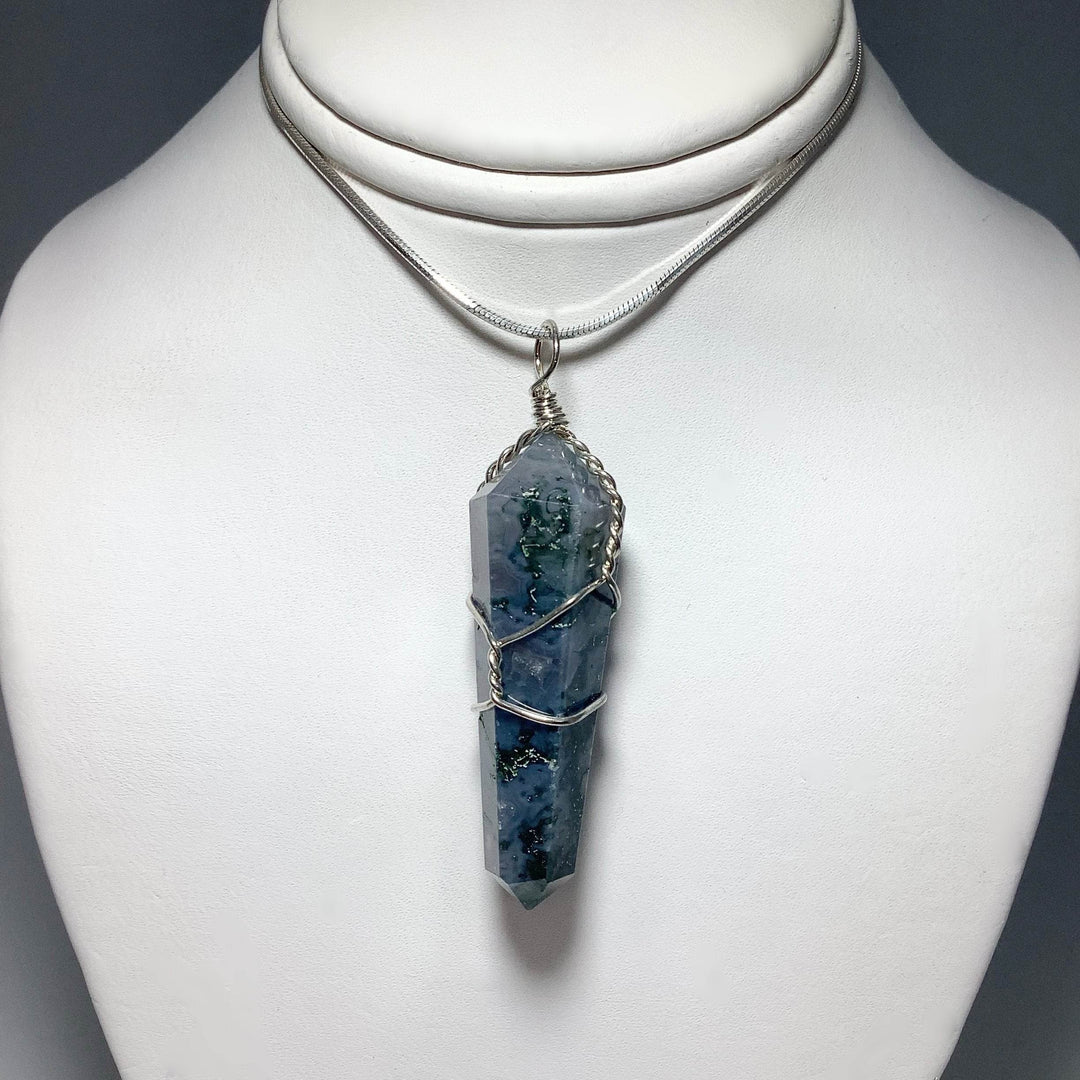 Wire Wrapped Moss Agate Pendant - Rocks and Gems Canada