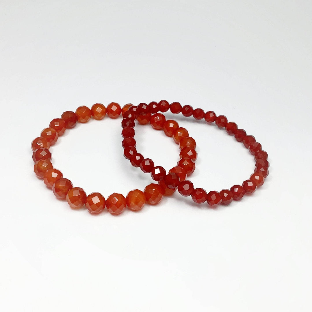 Carnelian Agate Faceted Beaded Bracelet - High Quality - Rocks and Gems Canada