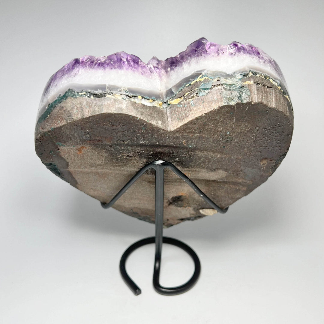 Large Amethyst Druze Cluster Heart On Stand - Rocks and Gems Canada
