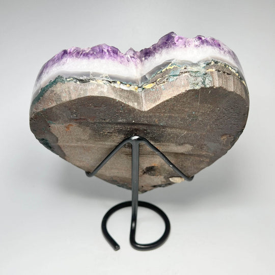 Large Amethyst Druze Cluster Heart On Stand - Rocks and Gems Canada