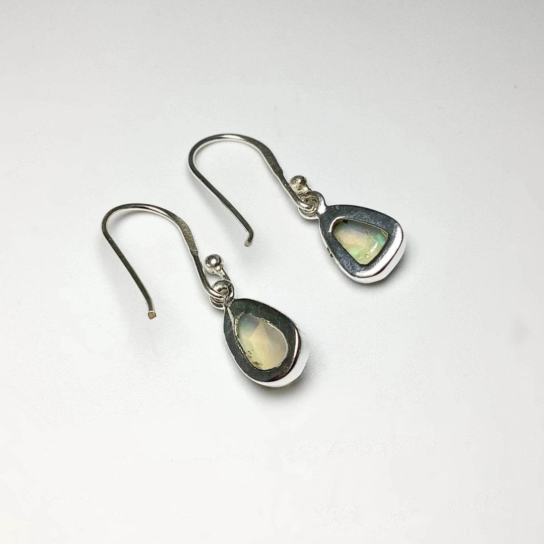 Ethiopian Fire Opal Freeform Faceted Dangle Earrings - Rocks and Gems Canada