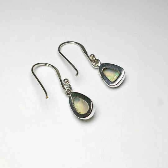 Ethiopian Fire Opal Freeform Faceted Dangle Earrings - Rocks and Gems Canada