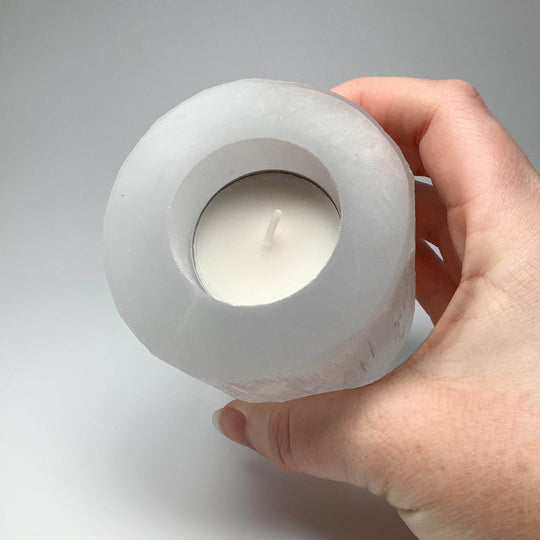 Selenite Candle Holder - Rocks and Gems Canada