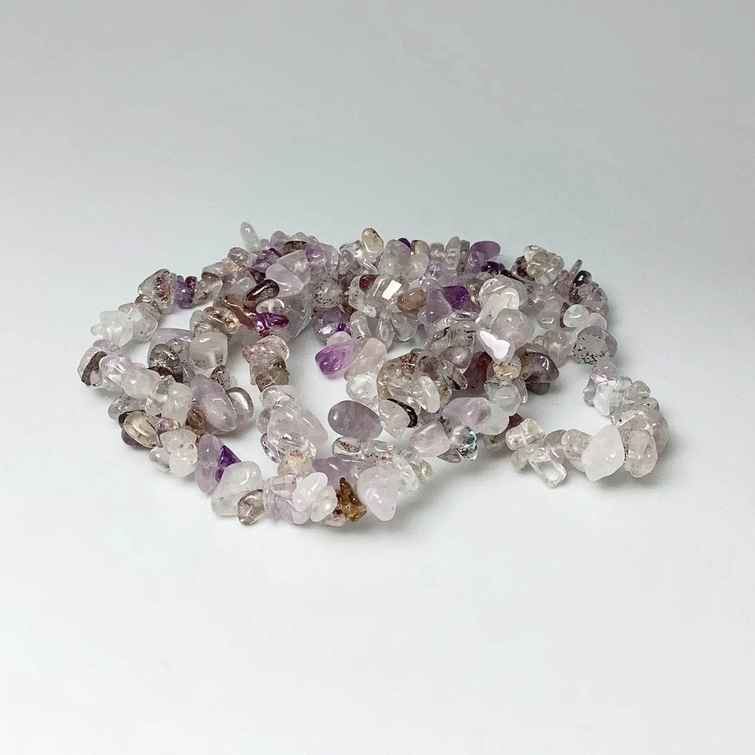 Mixed Purple Rutilated Quartz Chip Beaded Bracelet - Rocks and Gems Canada