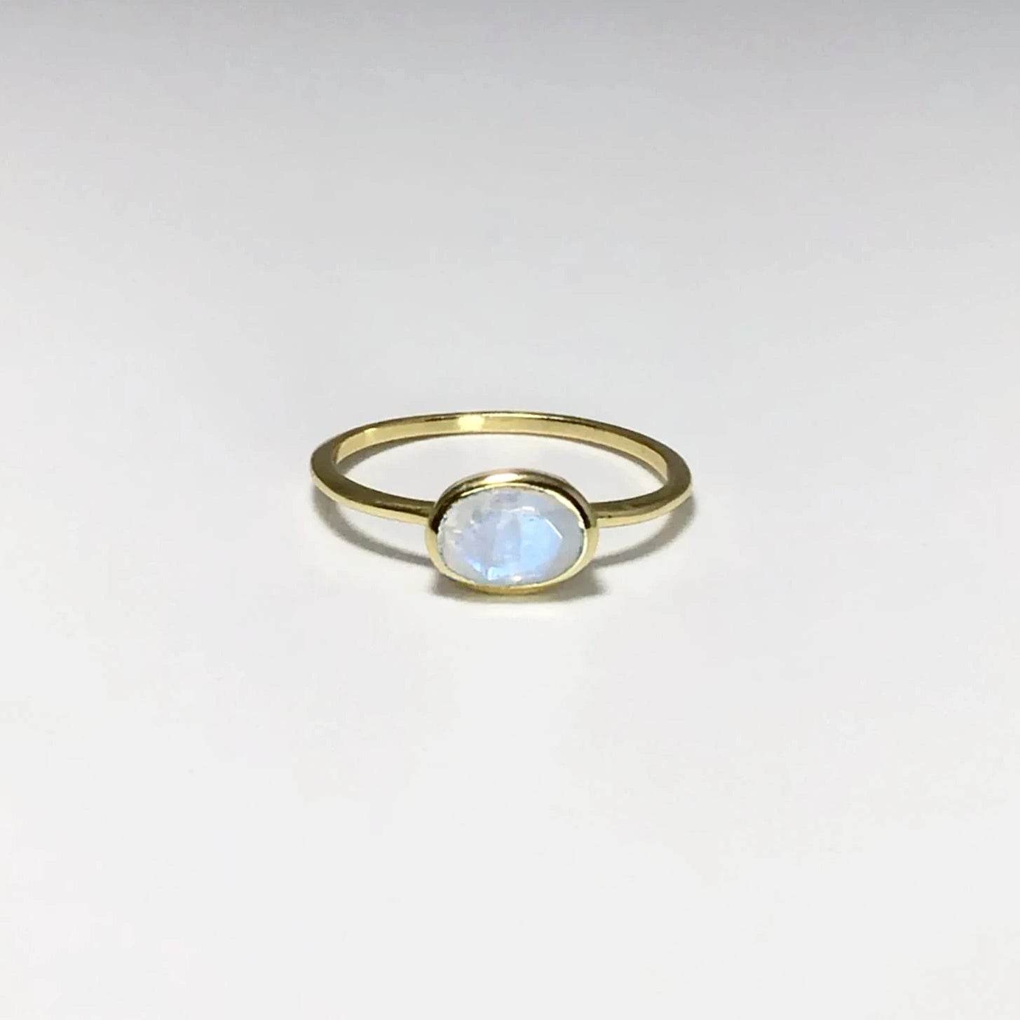 Rainbow Moonstone Gold Finish Ring - Rocks and Gems Canada
