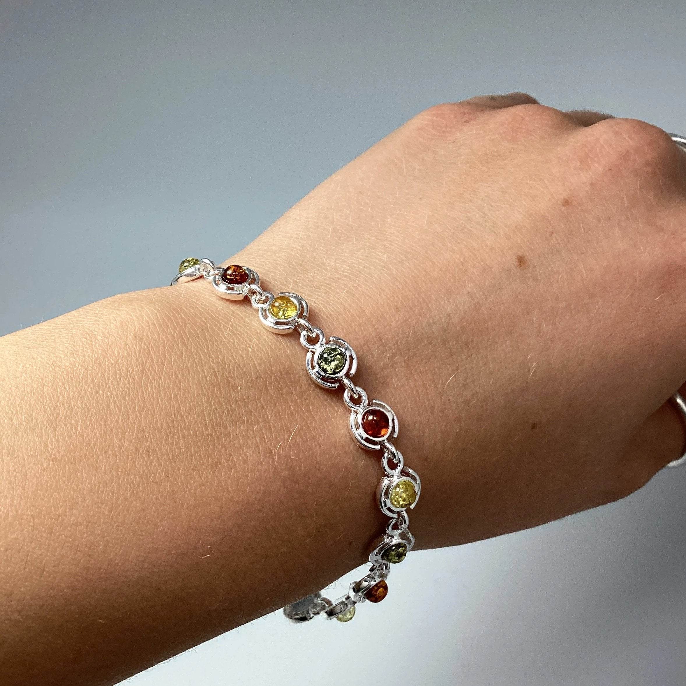 Mixed Amber Sterling Silver Bracelet - Rocks and Gems Canada