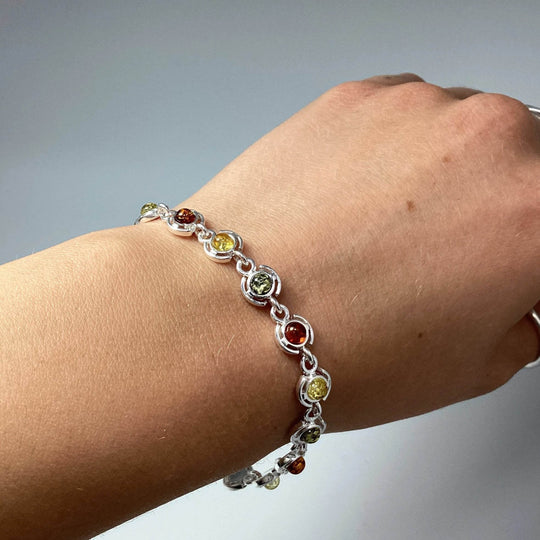 Mixed Amber Sterling Silver Bracelet - Rocks and Gems Canada