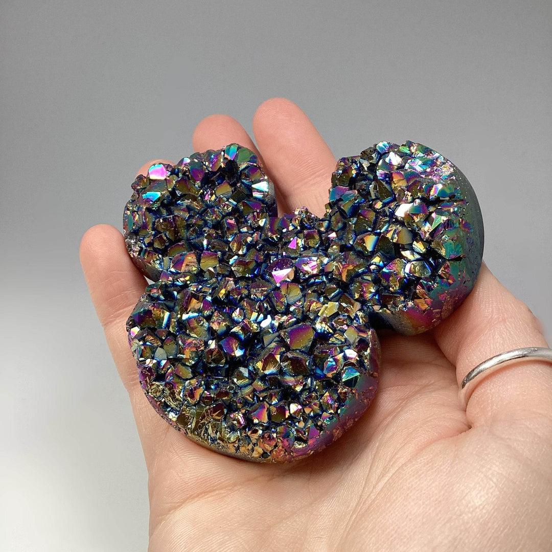 Rainbow Amethyst Druze Cluster Bear Carving - Rocks and Gems Canada