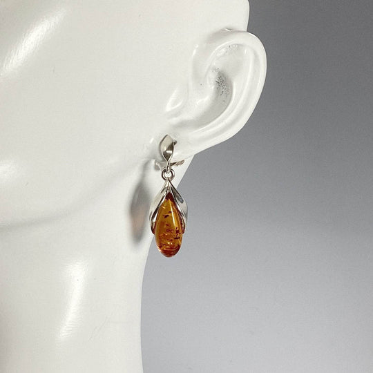 Cognac Amber Stud Earrings - Rocks and Gems Canada