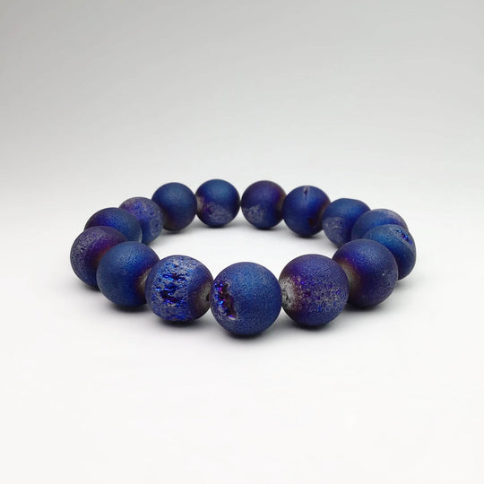 Druzy Matte Blue Beaded Bracelet - Rocks and Gems Canada