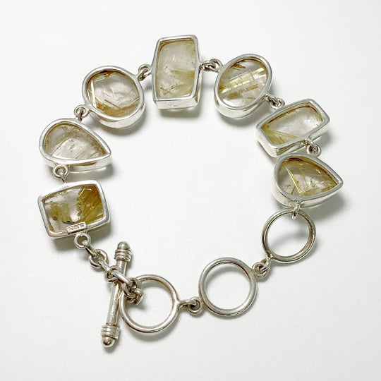 Rutilated Quartz Sterling Silver Bracelet - Rocks and Gems Canada