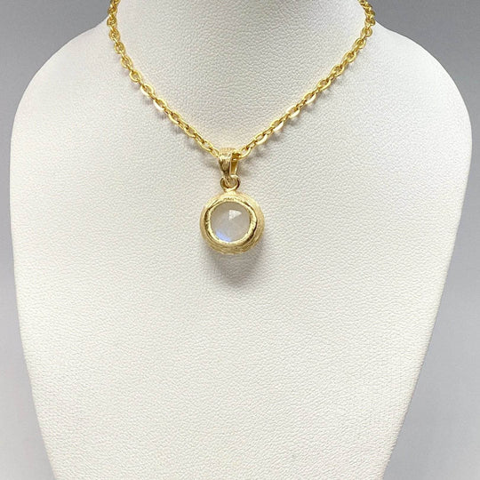 Rainbow Moonstone Gold Finish Pendant - Rocks and Gems Canada