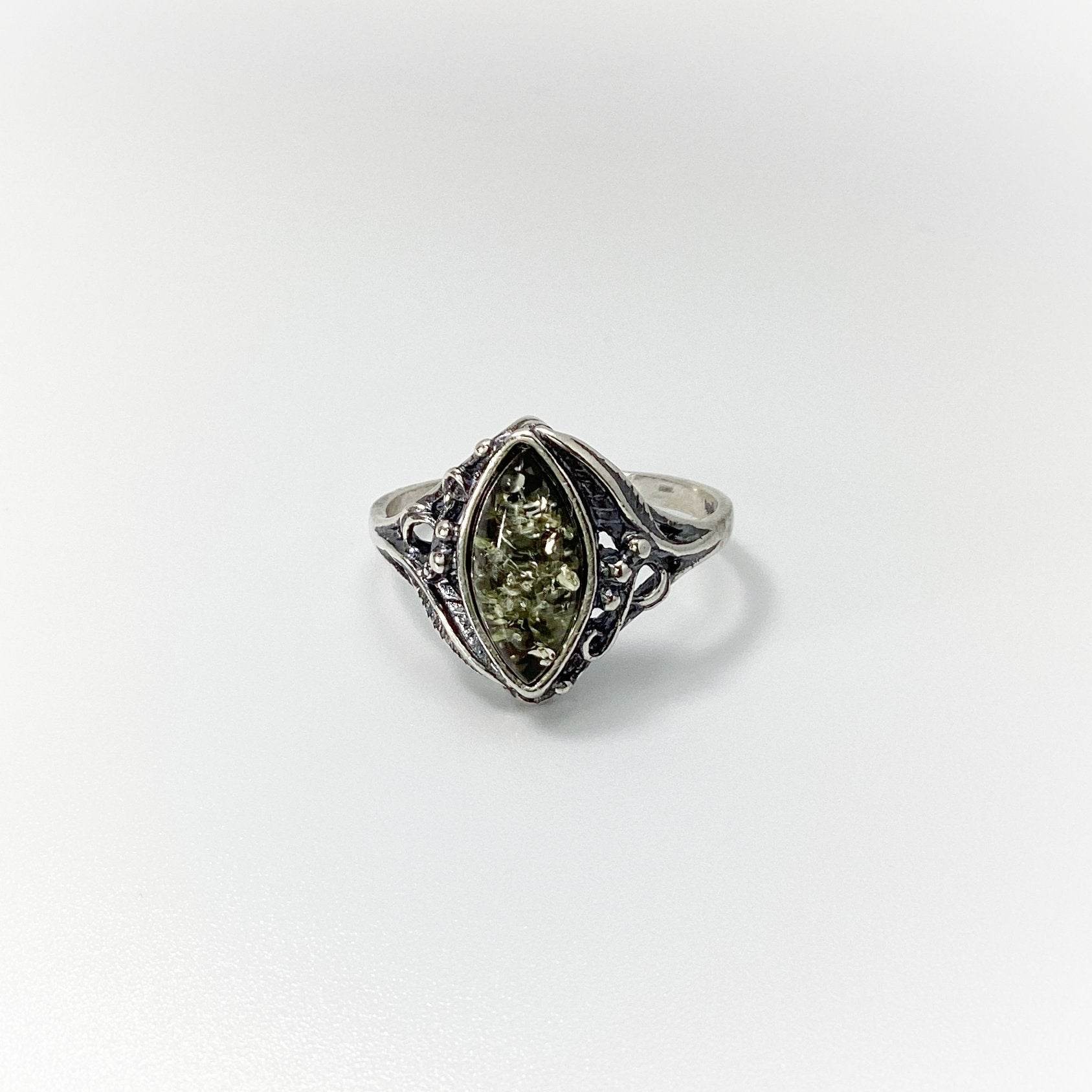 Green Amber Ring - Rocks and Gems Canada