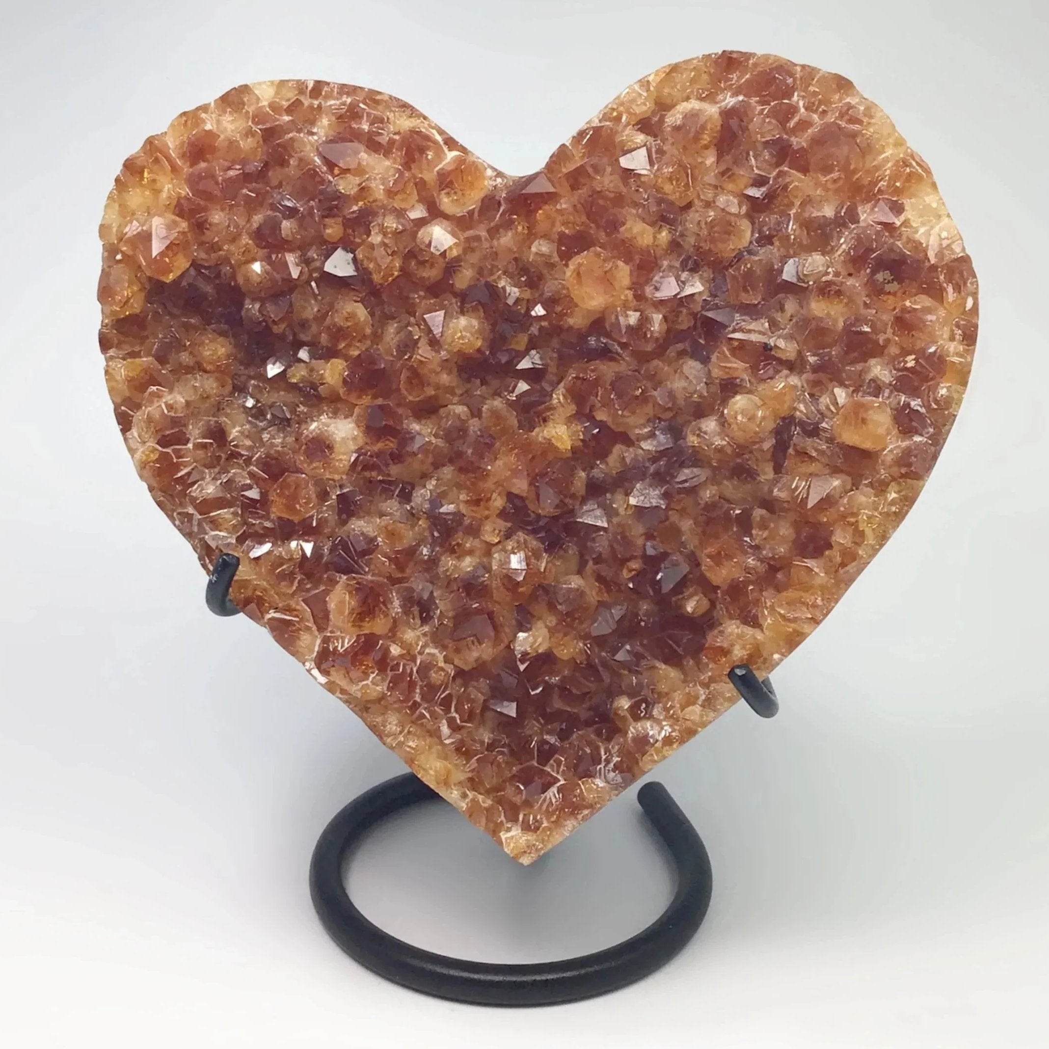 Citrine Druze Cluster Heart On Stand - Rocks and Gems Canada