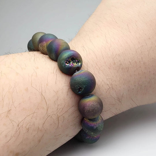 Druzy Matte Rainbow Beaded Bracelet - Rocks and Gems Canada