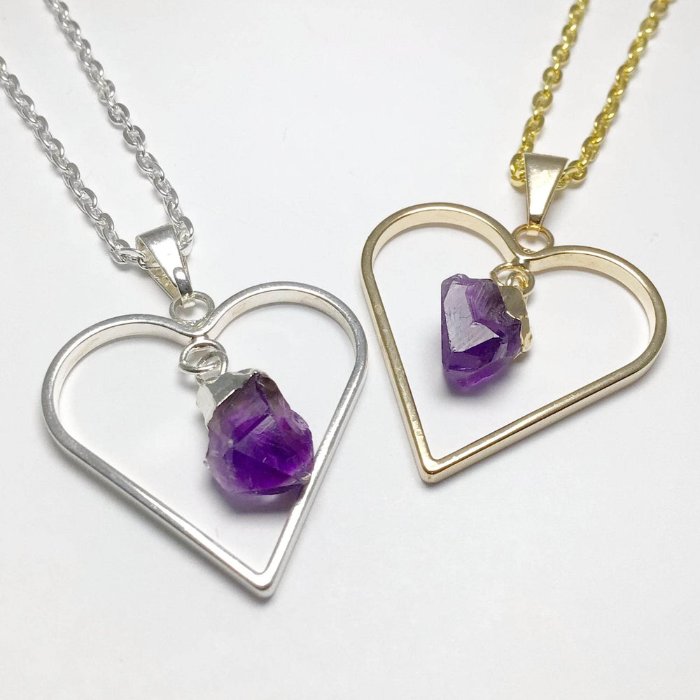 Heart Necklace with Amethyst - Rocks and Gems Canada